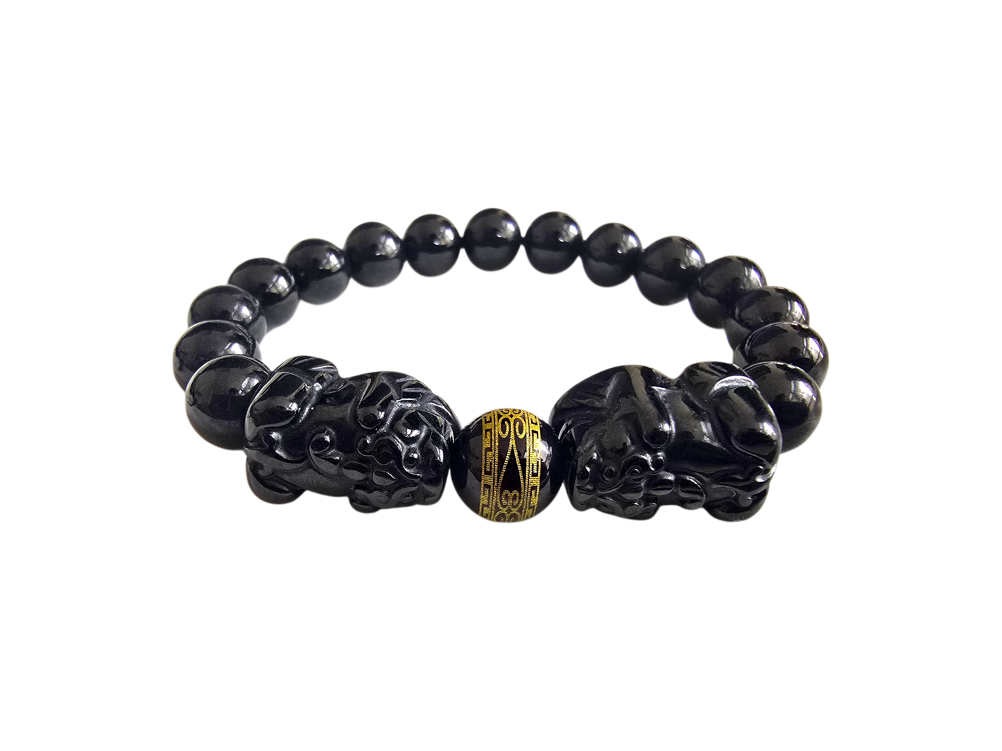 Certified Japanese Black Burmese A-Jade Beaded Bracelet (MADE IN JAPAN) (9.50 mm Each x 16 beads) - Certified 05047