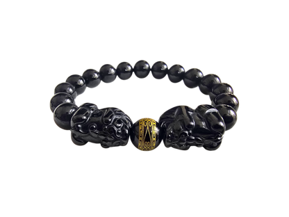 Certified Japanese Black Burmese A-Jade Beaded Bracelet (MADE IN JAPAN) (9.50 mm Each x 16 beads) - Certified 05047