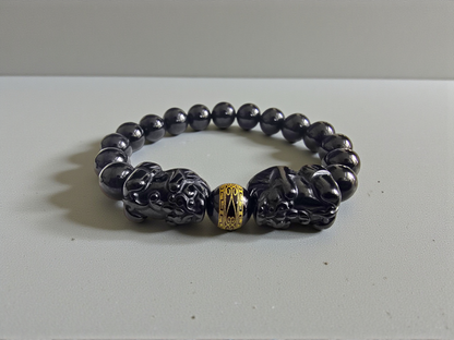 Certified Japanese Black Burmese A-Jade Beaded Bracelet (MADE IN JAPAN) (9.50 mm Each x 16 beads) - Certified 05047