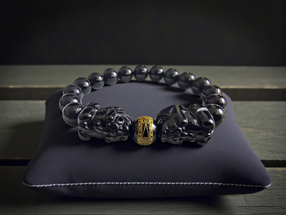 Certified Japanese Black Burmese A-Jade Beaded Bracelet (MADE IN JAPAN) (9.50 mm Each x 16 beads) - Certified 05047