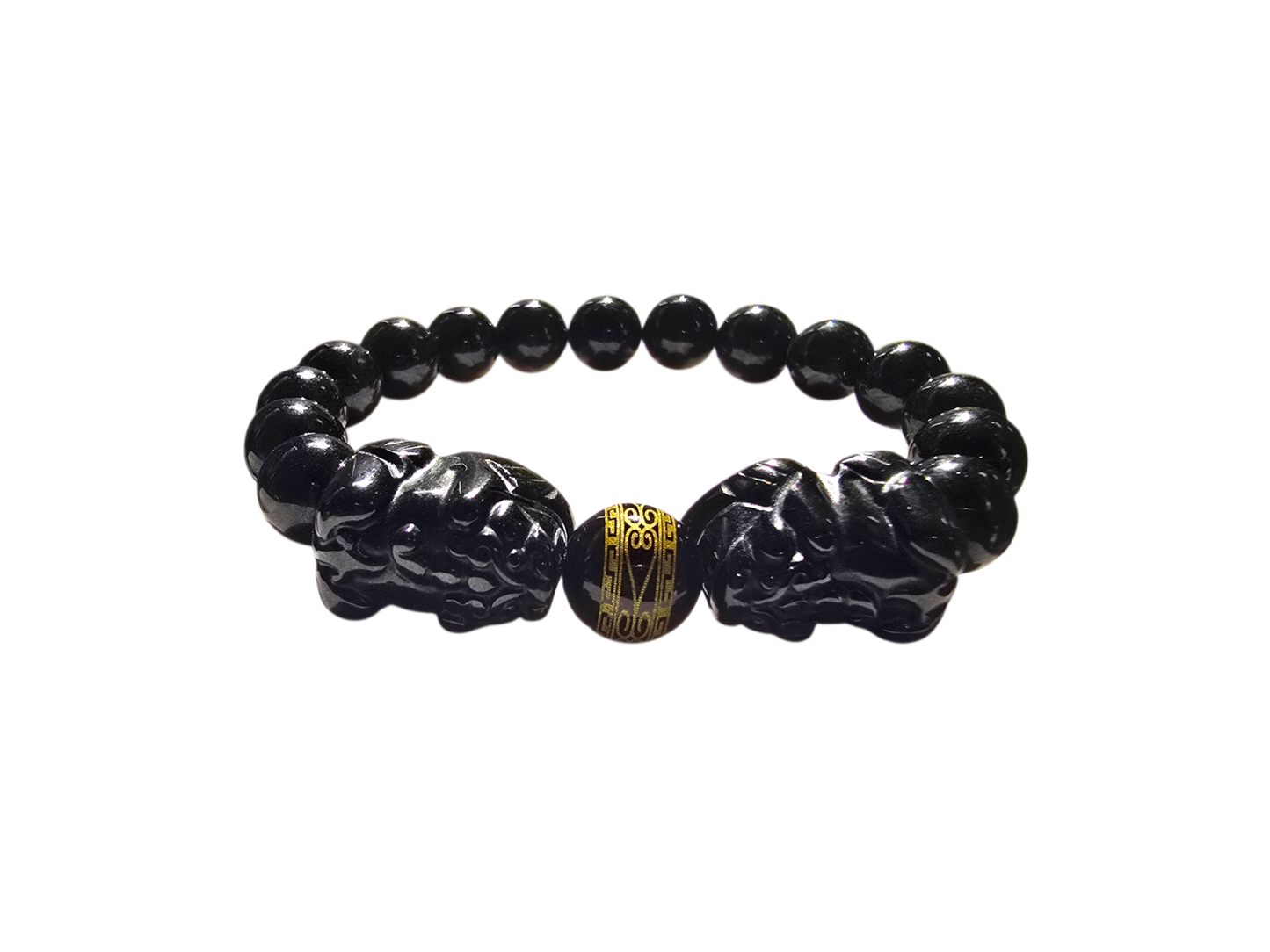 Certified Japanese Black Burmese A-Jade Beaded Bracelet (MADE IN JAPAN) (9.50 mm Each x 16 beads) - Certified 05047