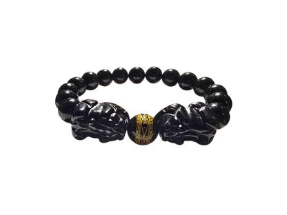 Certified Japanese Black Burmese A-Jade Beaded Bracelet (MADE IN JAPAN) (9.50 mm Each x 16 beads) - Certified 05047