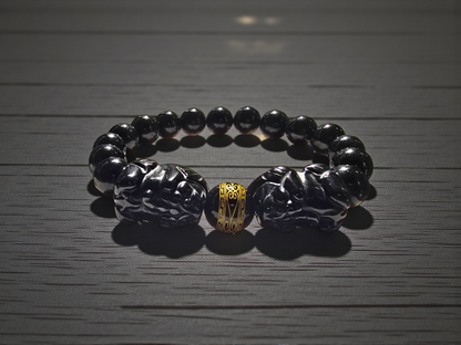 Certified Japanese Black Burmese A-Jade Beaded Bracelet (MADE IN JAPAN) (9.50 mm Each x 16 beads) - Certified 05047