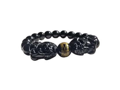 Certified Japanese Black Burmese A-Jade Beaded Bracelet (MADE IN JAPAN) (9.50 mm Each x 16 beads) - Certified 05047