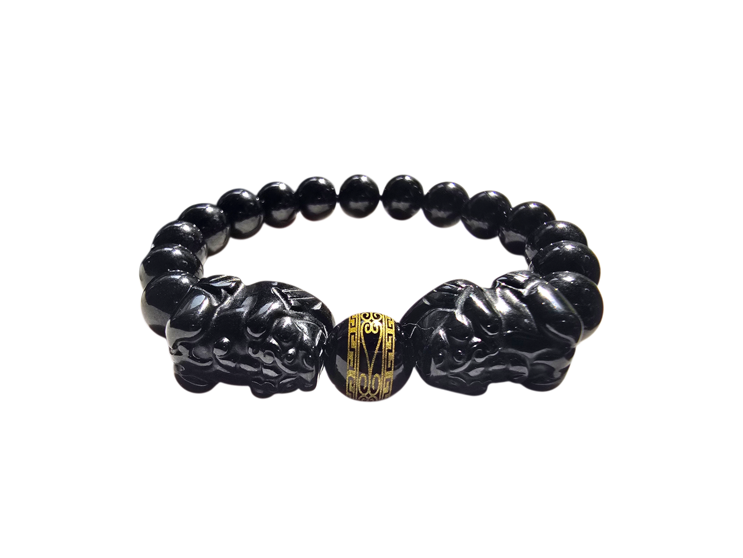 Certified Japanese Black Burmese A-Jade Beaded Bracelet (MADE IN JAPAN) (9.50 mm Each x 16 beads) - Certified 05047