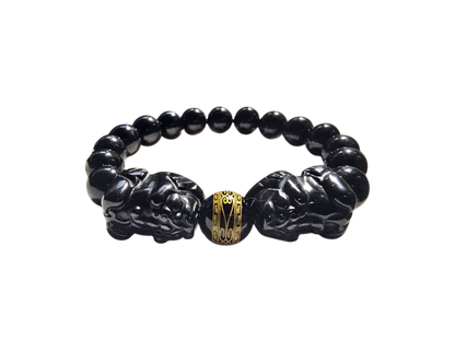 Certified Japanese Black Burmese A-Jade Beaded Bracelet (MADE IN JAPAN) (9.50 mm Each x 16 beads) - Certified 05047