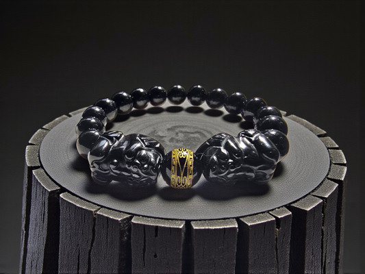Certified Japanese Black Burmese A-Jade Beaded Bracelet (MADE IN JAPAN) (9.50 mm Each x 16 beads) - Certified 05047