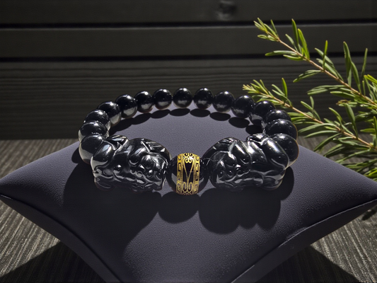 Certified Japanese Black Burmese A-Jade Beaded Bracelet (MADE IN JAPAN) (9.50 mm Each x 16 beads) - Certified 05047