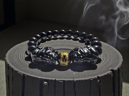 Certified Japanese Black Burmese A-Jade Beaded Bracelet (MADE IN JAPAN) (9.50 mm Each x 16 beads) - Certified 05047