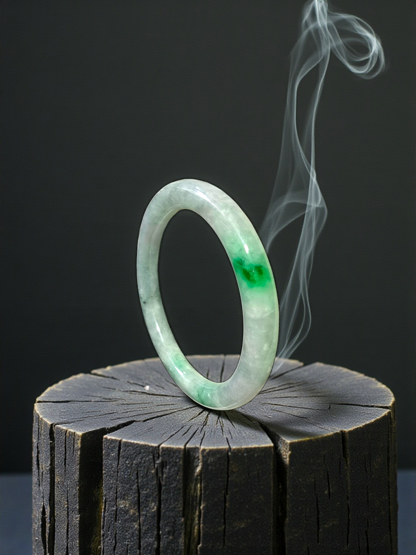Earth's (MADE IN JAPAN) Burmese Green A-Jade Round Bangle Bracelet - Certified 08833