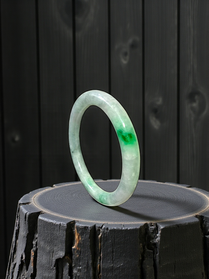 Earth's (MADE IN JAPAN) Burmese Green A-Jade Round Bangle Bracelet - Certified 08833