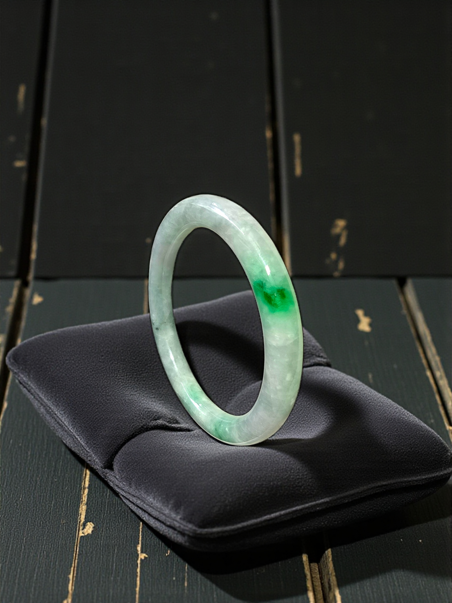 Earth's (MADE IN JAPAN) Burmese Green A-Jade Round Bangle Bracelet - Certified 08833