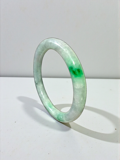 Earth's (MADE IN JAPAN) Burmese Green A-Jade Round Bangle Bracelet - Certified 08833