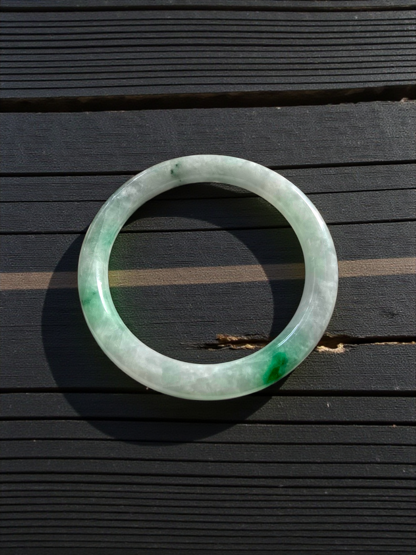 Earth's (MADE IN JAPAN) Burmese Green A-Jade Round Bangle Bracelet - Certified 08833