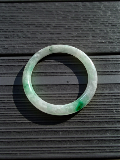 Earth's (MADE IN JAPAN) Burmese Green A-Jade Round Bangle Bracelet - Certified 08833