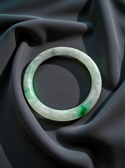 Earth's (MADE IN JAPAN) Burmese Green A-Jade Round Bangle Bracelet - Certified 08833