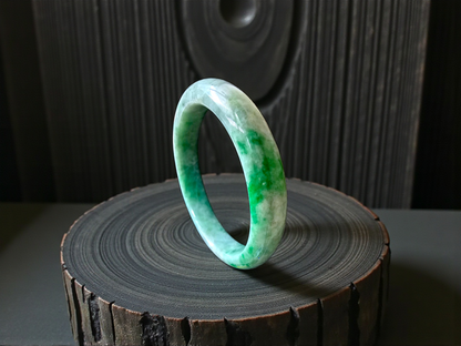 Earth's (MADE IN JAPAN) Burmese Green A-Jade Round Bangle Bracelet - Certified 08834