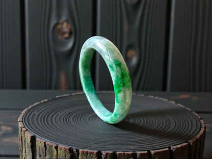 Earth's (MADE IN JAPAN) Burmese Green A-Jade Round Bangle Bracelet - Certified 08834