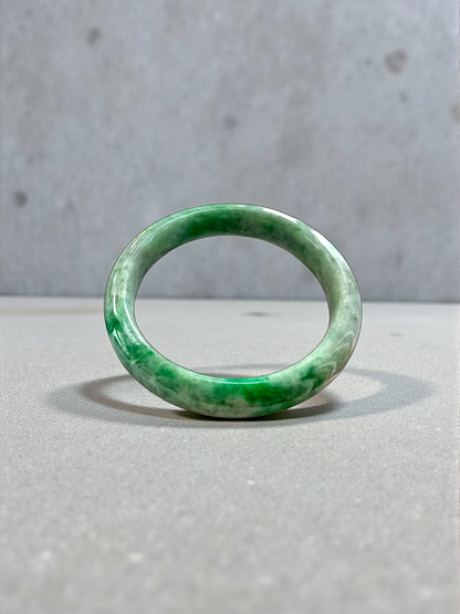 Earth's (MADE IN JAPAN) Burmese Green A-Jade Round Bangle Bracelet - Certified 08834