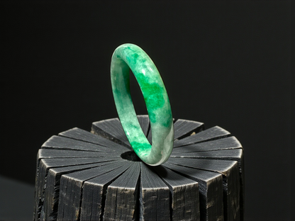 Earth's (MADE IN JAPAN) Burmese Green A-Jade Round Bangle Bracelet - Certified 08835
