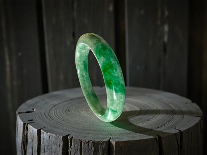 Earth's (MADE IN JAPAN) Burmese Green A-Jade Round Bangle Bracelet - Certified 08836