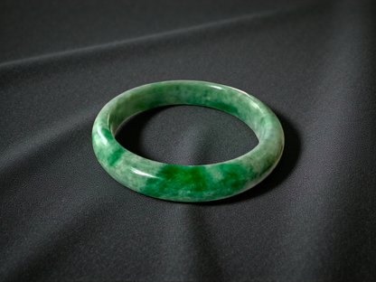 Earth's (MADE IN JAPAN) Burmese Green A-Jade Round Bangle Bracelet - Certified 08836
