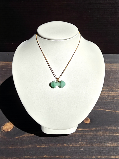 Chikara Gym Dumbbell Burmese A-Jadeite Charm Pendant (with 18K Yellow Gold)- Certified