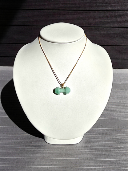 Chikara Gym Dumbbell Burmese A-Jadeite Charm Pendant (with 18K Yellow Gold)- Certified