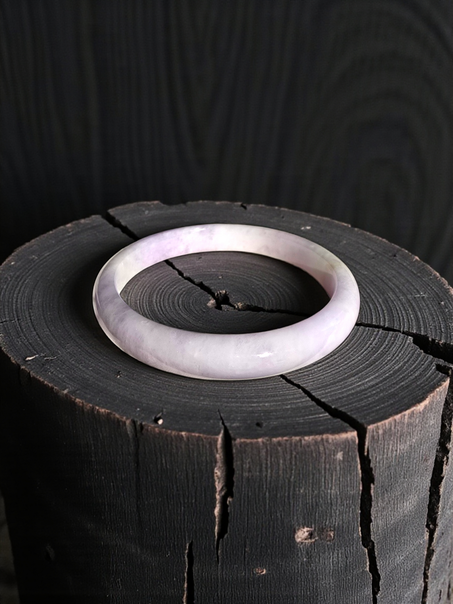 Earth's (MADE IN JAPAN) Burmese Pale Lavender A-Jade Round Bangle Bracelet - Certified 08838