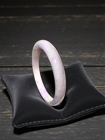Earth's (MADE IN JAPAN) Burmese Pale Lavender A-Jade Round Bangle Bracelet - Certified 08838