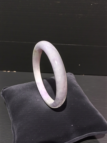 Earth's (MADE IN JAPAN) Burmese Pale Lavender A-Jade Round Bangle Bracelet - Certified 08838
