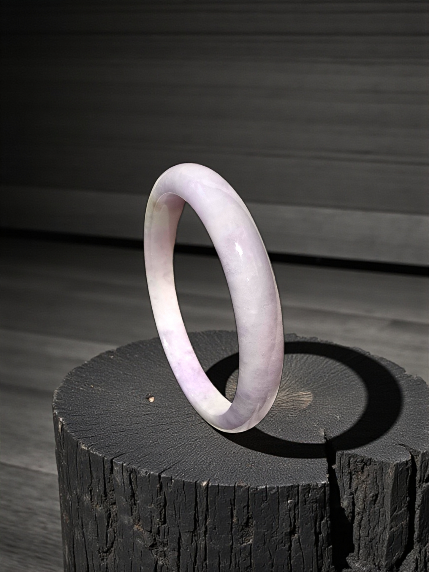 Earth's (MADE IN JAPAN) Burmese Pale Lavender A-Jade Round Bangle Bracelet - Certified 08838