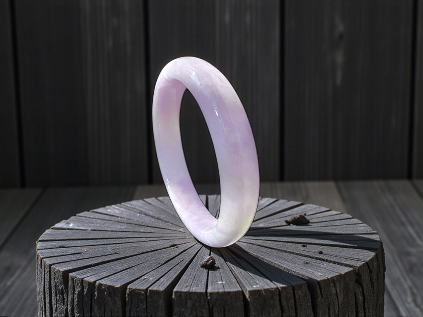 Earth's (MADE IN JAPAN) Burmese Lavender A-Jade Round Bangle Bracelet - Certified 08839