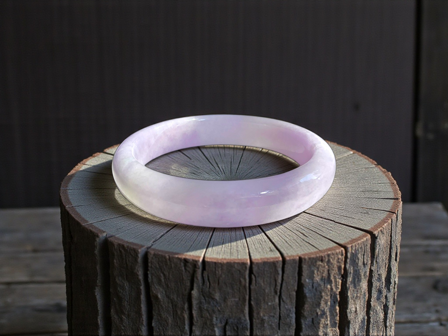 Earth's (MADE IN JAPAN) Burmese Lavender A-Jade Round Bangle Bracelet - Certified 08839