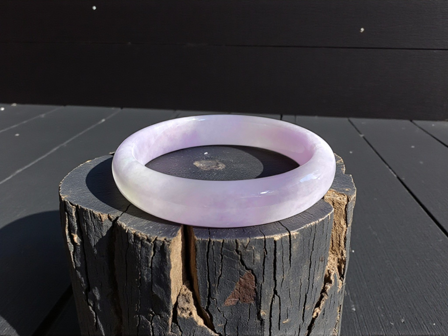 Earth's (MADE IN JAPAN) Burmese Lavender A-Jade Round Bangle Bracelet - Certified 08839