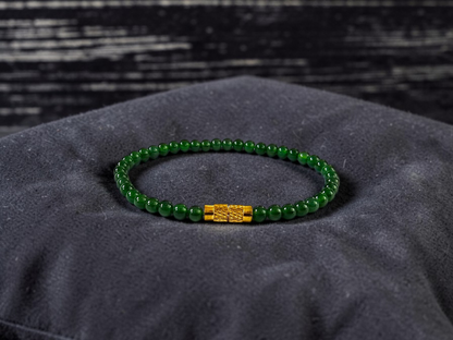 Certified Imperial Japanese Green Burmese A-Jade Beaded Bracelet (MADE IN JAPAN) (4 mm Each x 43 beads) 05042 (With Sterling Silver 925)