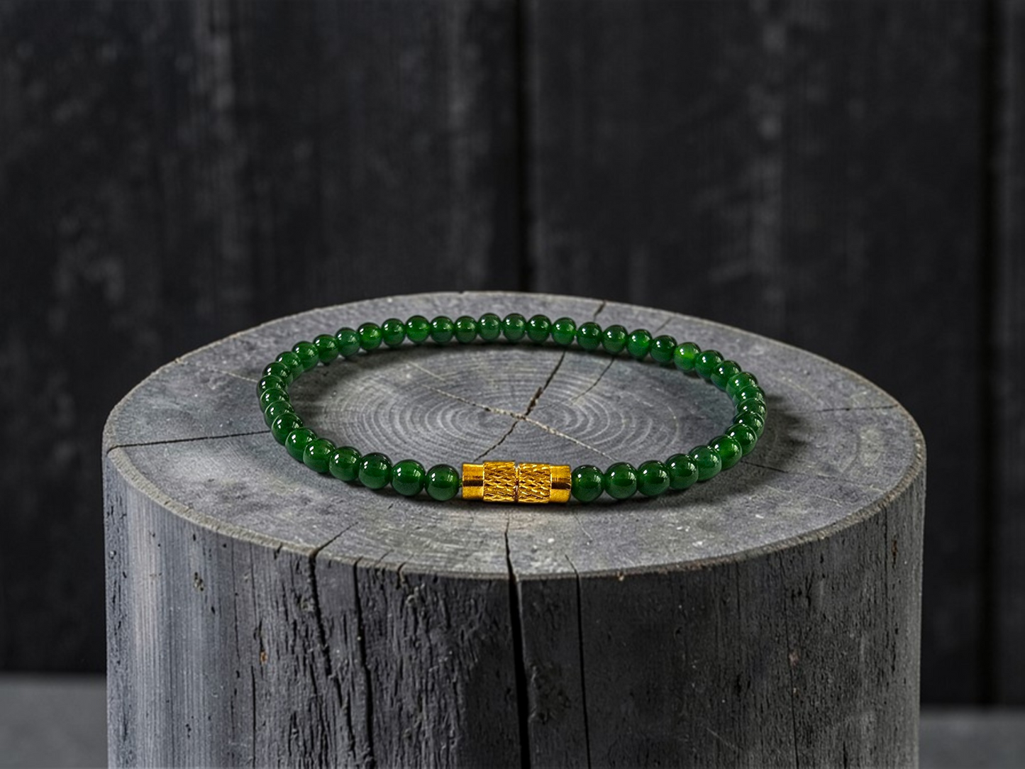 Certified Imperial Japanese Green Burmese A-Jade Beaded Bracelet (MADE IN JAPAN) (4 mm Each x 43 beads) 05042 (With Sterling Silver 925)