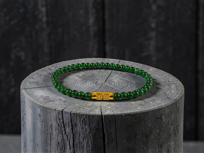 Certified Imperial Japanese Green Burmese A-Jade Beaded Bracelet (MADE IN JAPAN) (4 mm Each x 43 beads) 05042 (With Sterling Silver 925)