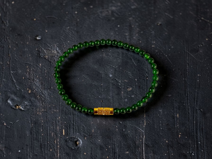 Certified Imperial Japanese Green Burmese A-Jade Beaded Bracelet (MADE IN JAPAN) (4 mm Each x 43 beads) 05042 (With Sterling Silver 925)