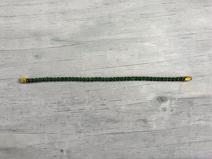 Certified Imperial Japanese Green Burmese A-Jade Beaded Bracelet (MADE IN JAPAN) (4 mm Each x 43 beads) 05042 (With Sterling Silver 925)
