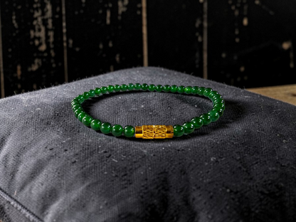 Certified Imperial Japanese Green Burmese A-Jade Beaded Bracelet (MADE IN JAPAN) (4 mm Each x 43 beads) 05042 (With Sterling Silver 925)