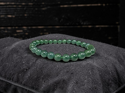 Certified Japanese Blue-Green Burmese A-Jade Beaded Bracelet (MADE IN JAPAN) (7 mm Each x 28 beads) 05044