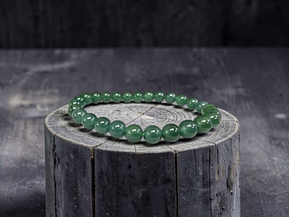 Certified Japanese Blue-Green Burmese A-Jade Beaded Bracelet (MADE IN JAPAN) (7 mm Each x 28 beads) 05044