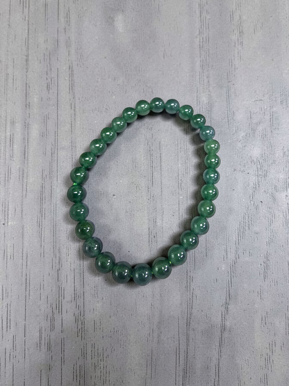 Certified Japanese Blue-Green Burmese A-Jade Beaded Bracelet (MADE IN JAPAN) (7 mm Each x 28 beads) 05044