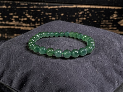 Certified Japanese Blue-Green Burmese A-Jade Beaded Bracelet (MADE IN JAPAN) (7 mm Each x 28 beads) 05044