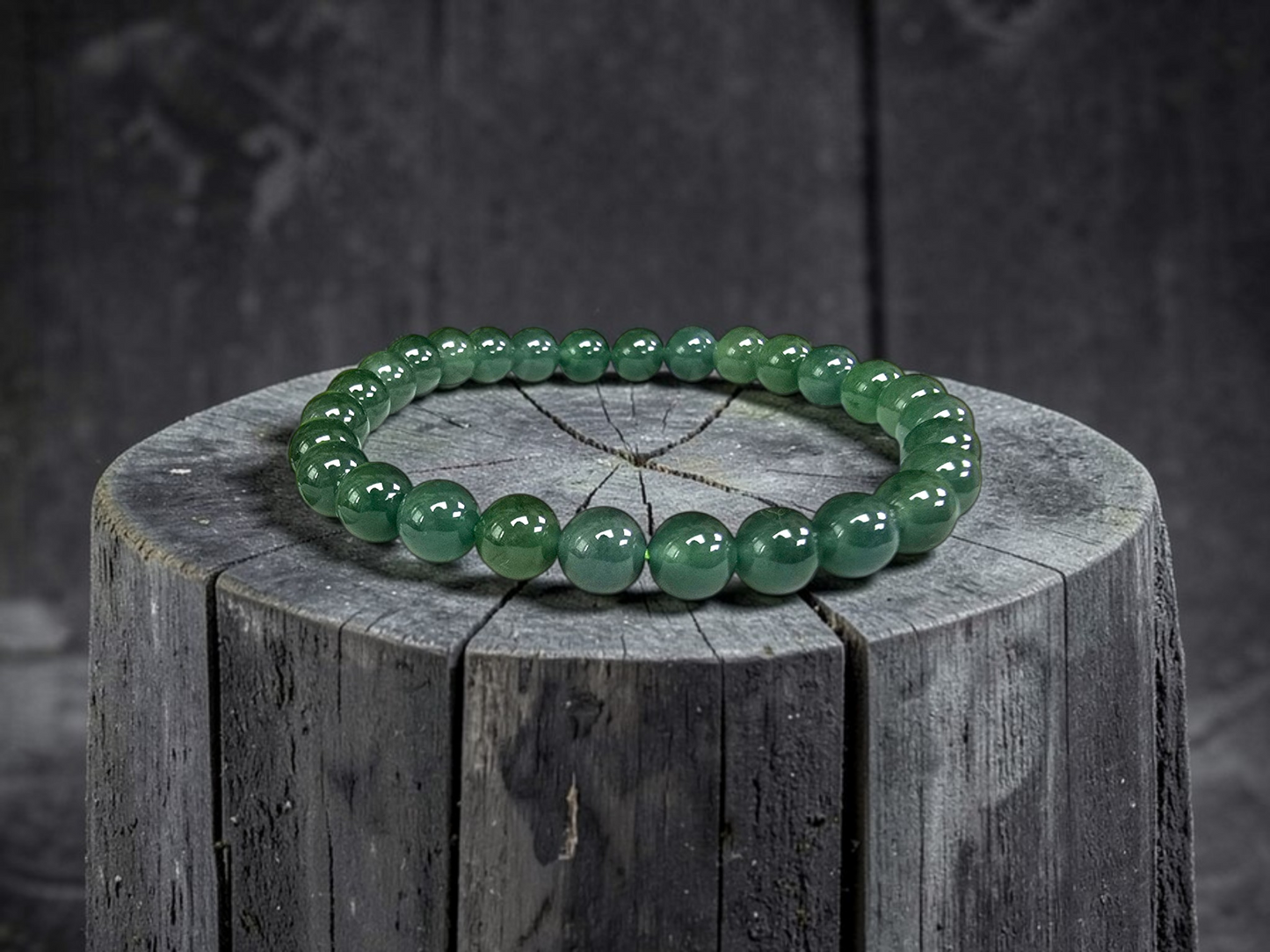 Certified Japanese Blue-Green Burmese A-Jade Beaded Bracelet (MADE IN JAPAN) (7 mm Each x 28 beads) 05044