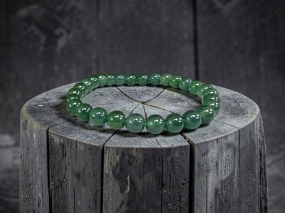 Certified Japanese Blue-Green Burmese A-Jade Beaded Bracelet (MADE IN JAPAN) (7 mm Each x 28 beads) 05044