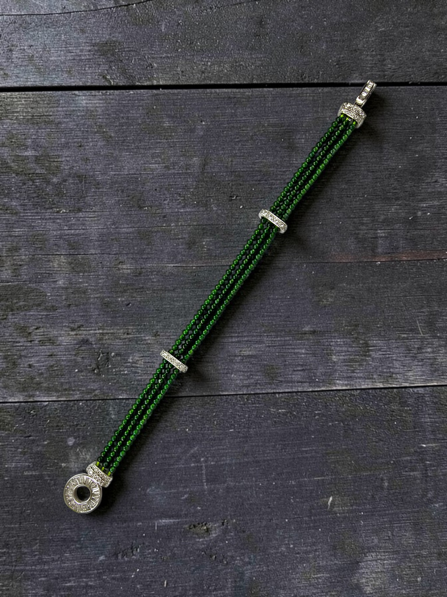 Certified Imperial Japanese Green Burmese A-Jade Triple Beaded Bracelet (MADE IN JAPAN) (2.50 mm Each x 180 beads) 05045 (With Silver 925)