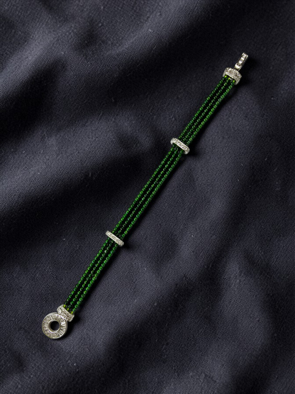 Certified Imperial Japanese Green Burmese A-Jade Triple Beaded Bracelet (MADE IN JAPAN) (2.50 mm Each x 180 beads) 05045 (With Silver 925)
