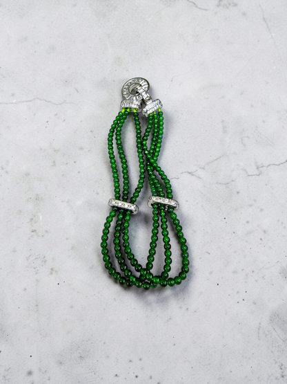 Certified Imperial Japanese Green Burmese A-Jade Triple Beaded Bracelet (MADE IN JAPAN) (2.50 mm Each x 180 beads) 05045 (With Silver 925)